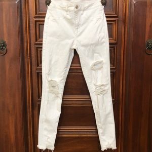 American Eagle Hi Rise Ripped White Jeggings